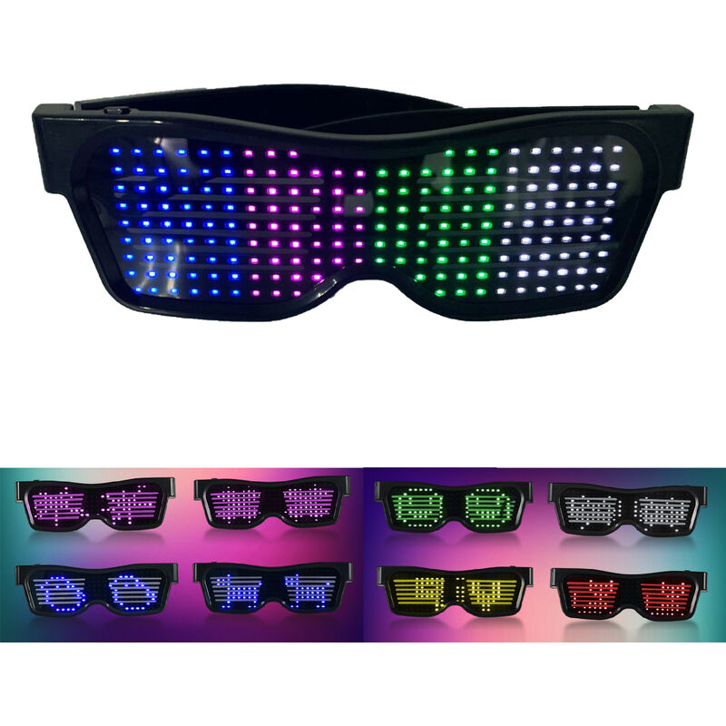 

Los mensajes de los vidrios LED personalizable BT LED Lentes luz del resplandor vidrios coloridos de bricolaje 31 Animaciones 11 Imagenes Musica Modo