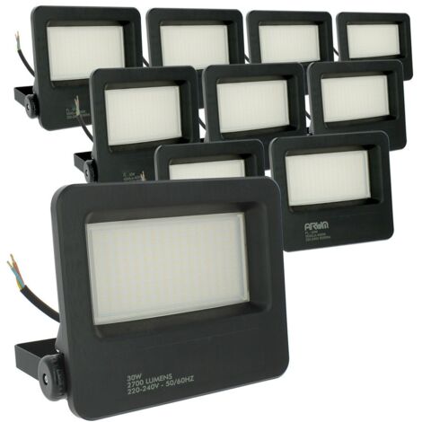 Los mit 10 LED-Flutlichtern für den Außenbereich 30 W Starke Helligkeit STARK P65  Farbtemperatur: 4000K neutralweiß