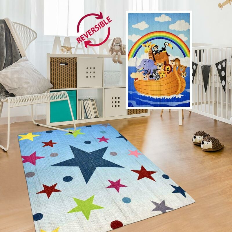 

Alfombra para niños estrella reversible poliéster multicolor - Multicolore