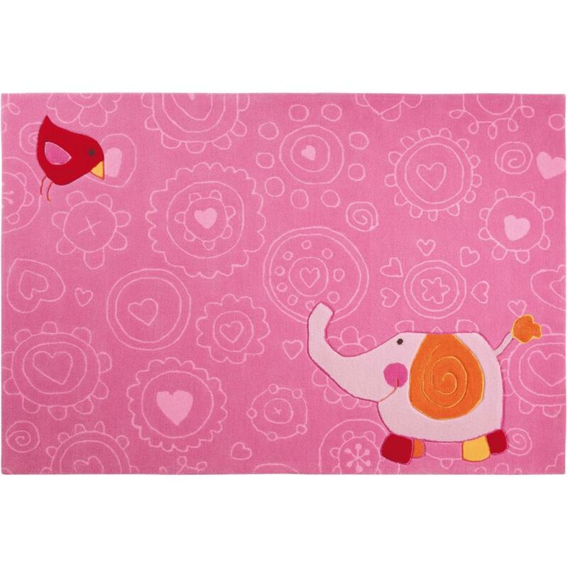 

Los niños alfombra 70x140 cm rectangular FELIZ elefante del parque zoológico Rose Handtuft habitación adecuado para calefacción por suelo radiante