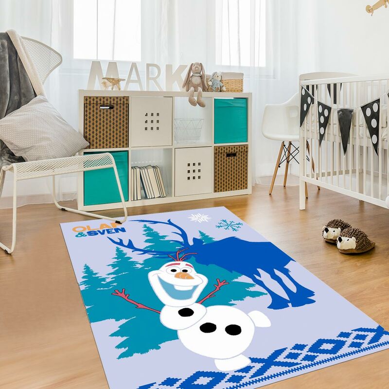 

Alfombra infantil de Olaf y Sven en poliamida azul - Bleu