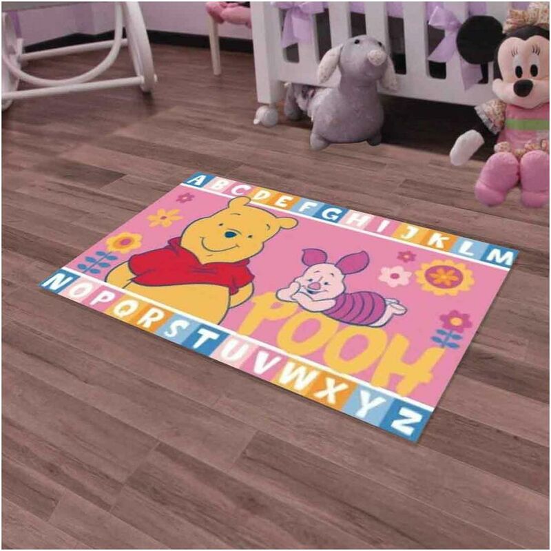 

Alfombra infantil Winnie El oso alfabeto de poliamida rosa - Rose