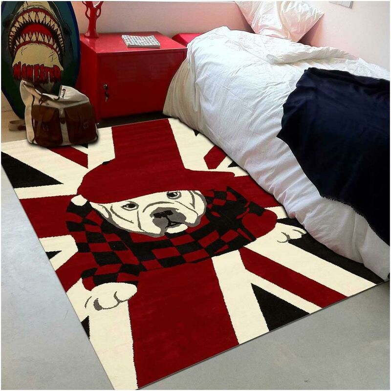 

Alfombra infantil de perro de Londres en polipropileno rojo - Rouge