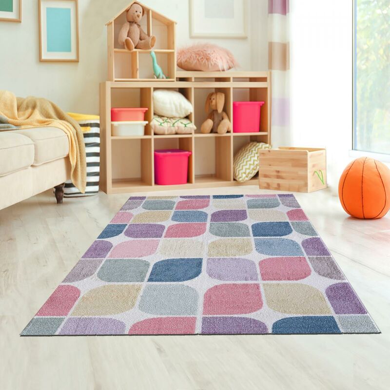 

Los niños alfombra 80x150 cm rectangular KLK Rindo multisala adecuado para calefacción por suelo radiante - Multicolore