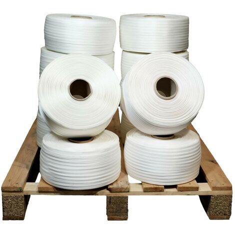Los von 12 Umreifungsbander Geflochtenes 16 mm x 850 m enthält 2 GRATIS - Hochfestes Umreifungsband 450kg - TECPLAST LFT2
