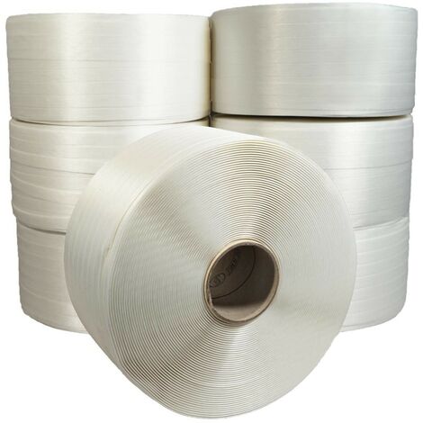 Los von 7 Umreifungsbänder Draht zu Draht 19 mm x 600 m enthält 1 GRATIS - Hochfestes Umreifungsband 550kg - TECPLAST LFF1