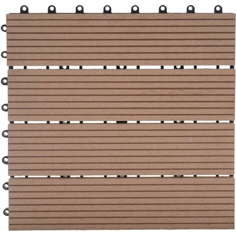 Losas de terraza x11 aspecto madera en WPC 30x30cm clip-on 1m² balcón jardín exterior 040005500