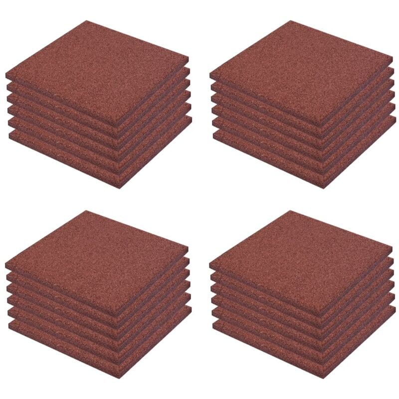 

vidaXL Losetas de Goma Protección de Caídas 24 Unidades 50x50x3cm Rojo - Rojo