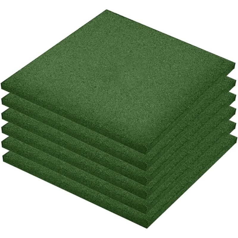 

vidaXL Losetas de goma protección de caídas 6 unidades verde 50x50x3cm - Verde