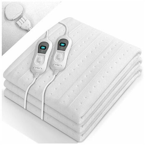 LOST Double Electric Heated Mattress Topper 160x140cm with Automatic Shut-Off Thermal Blanket - 2 Temperature Zones Adjustable Mattress Warmer at 3 Temperature Levels