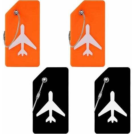 LOST Etiquette Valise 4 Pièces Etiquette Bagage Voyage Porte Etiquette Bagage Avion Etiquette Bagages Luggage Tag ait Tag Porte Etiquette Bagage Accessoires de Voyage Convient Au voyage Noir et Orange