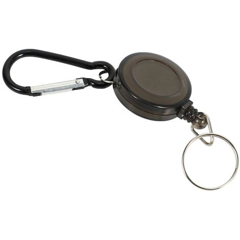 Porte-clés rétractable Robuste Porte-clés Mousqueton Clip Porte-clés avec  corde Multitool Pour Hommes Key Id Badges Card (2pcs, Noir)