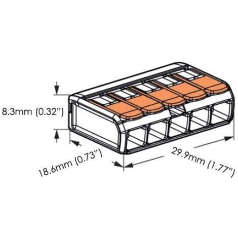 Lot 10 Bornes WAGO Série 221 5 contacts à levier 0.2-4 mm2