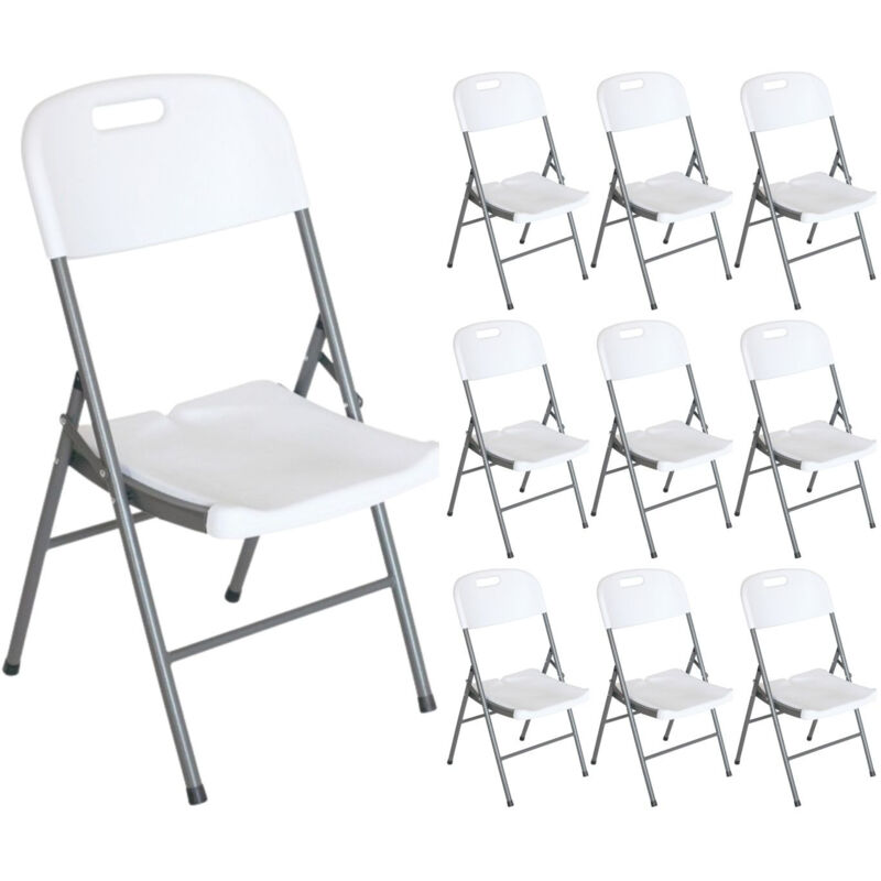 7house - Lot 10 Chaises Pliantes avec Poignée 47x58x87cm