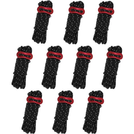 Lot 10 cordes réfléchissantes nylon 4m – ajusteur alu pour tente camping randonnée auvent, sécurité nocturne