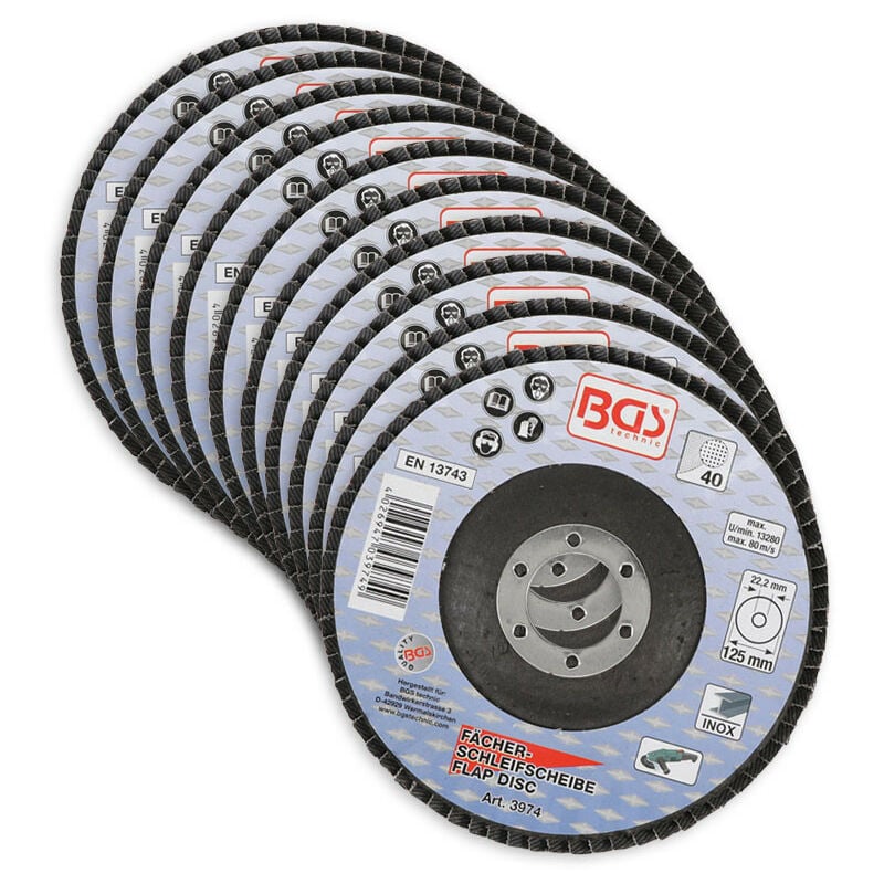 Lot 10 disques ø 125 mm - disques a lamelles bgs grain 40