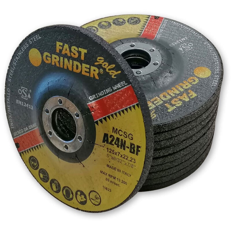 Lot 10 disques a meuler ebarber les metaux moyeu deporte 125x7x22.2