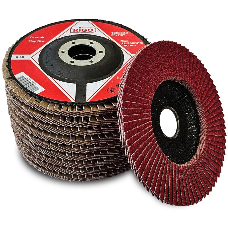 Oc-pro - Lot 10 disques plats a lamelles ceramique 125 mm grain 60