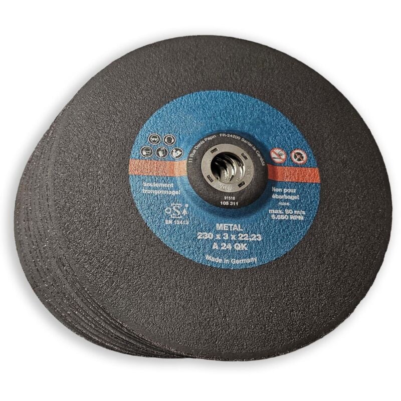Oc-pro - Lot 10 disques a tronconner (couper) metaux 230 x 3 x 22.2