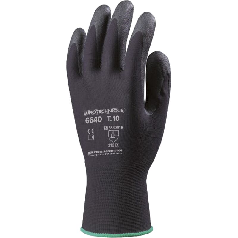 Gants Manutention eurolite 6640 - Tricot noir sans couture à base de nylon noir - jauge 17 Taille 8 - Lot de 10