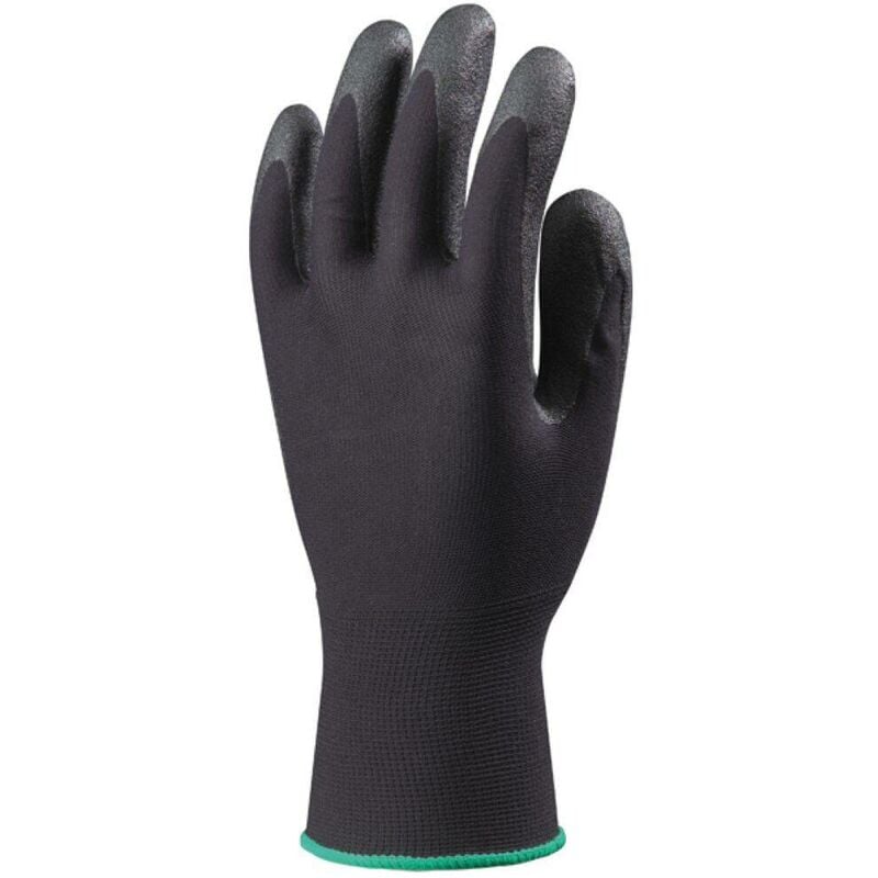 eurotechnique - gants de travail hydropellent (lot de 10 paires de gants) noir 7 - noir