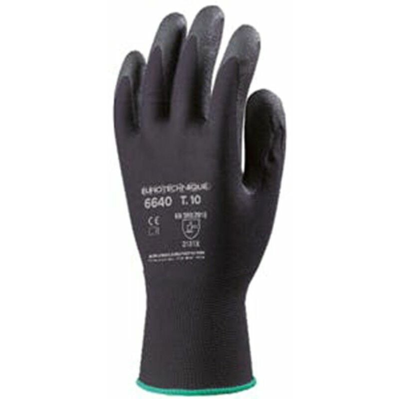 Gants de travail Hydropellent Eurotechnique lot de 10 paires de gants) Noir 7 - Noir