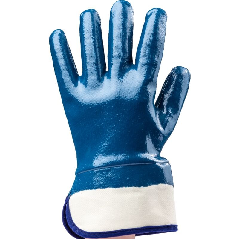 Lot de 10 - Gants Manutention nitrile bleu double enduct msécu - stand Taille 8