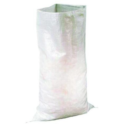 Lot 10 Sacs a Gravats en Polypropylène Tisse Blanc - 55x95 cm - Resistants 50 kg - Chantier et Demolition