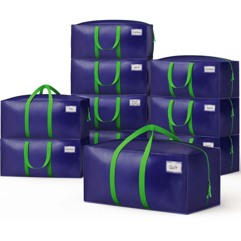 Lot 10 sacs de demenagement grand format avec sangles et poignee bleu