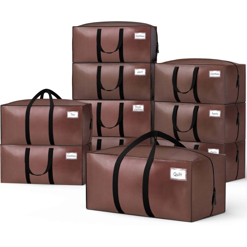 Lot 10 sacs de demenagement grand format avec sangles et poignee marron