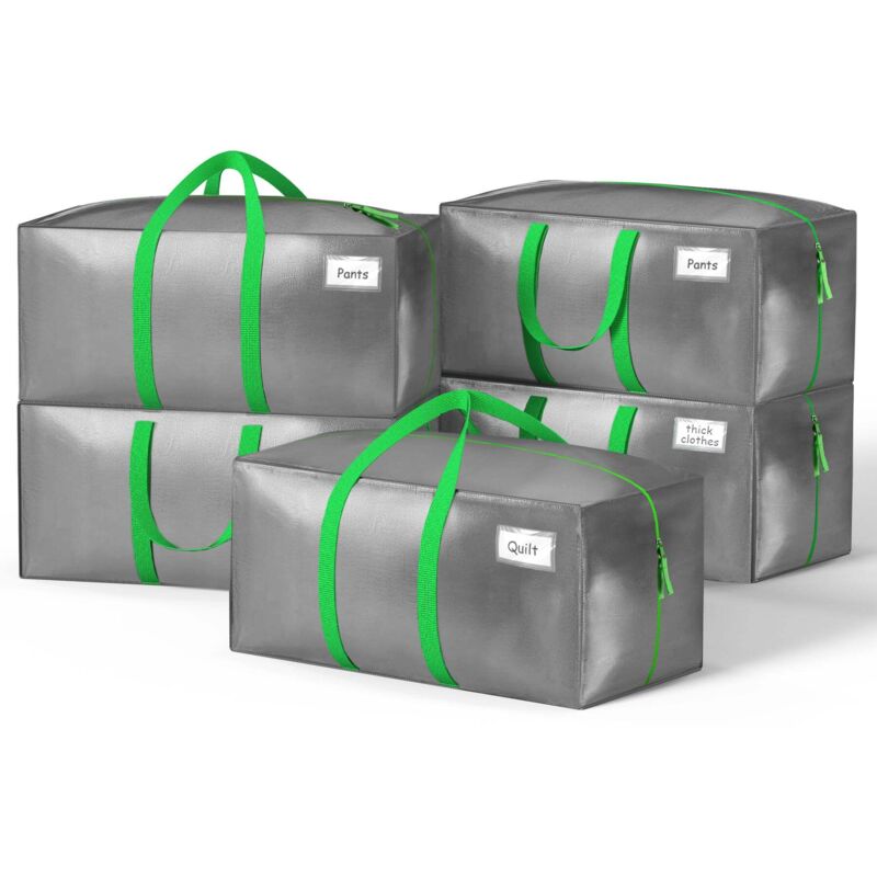 VOUNOT® Lot de 5 sacs de déménagement grand format - sacs de rangement avec sangles de sac à dos et poignée - gris