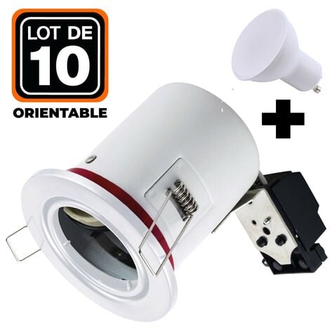 10 Spots encastrable orientable DORÉE avec GU10 LED de 7W eqv. 56W Blanc Neutre 4500K