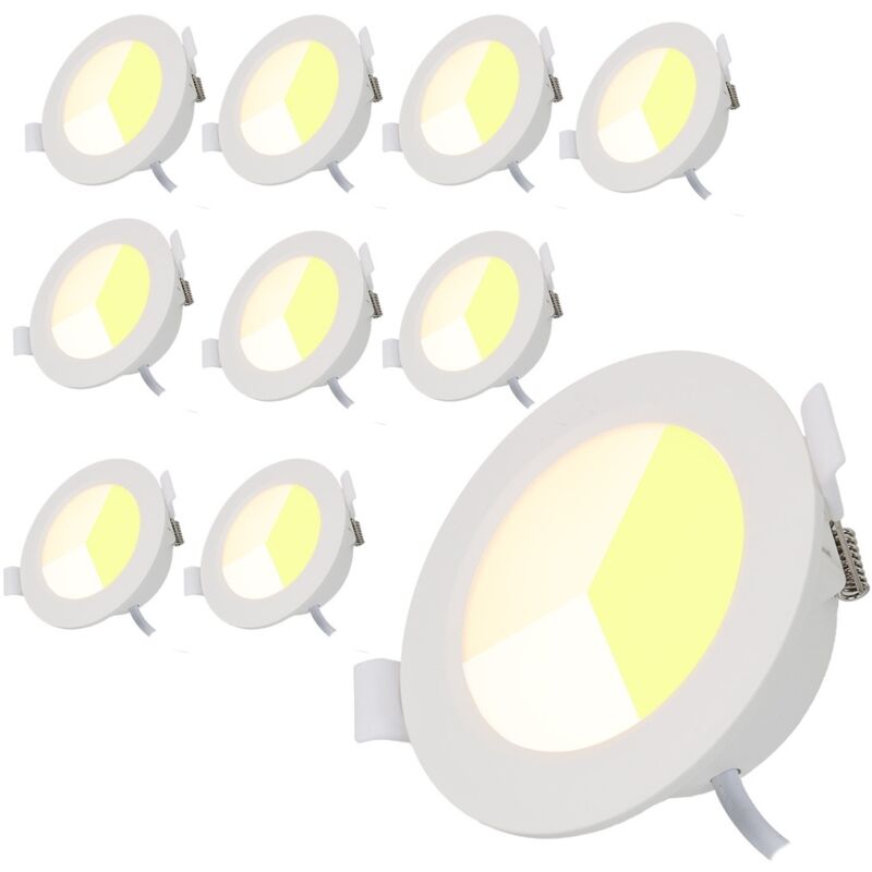 Lot 10 spots LED encastrables ronds 5 W CCT 3000–6000 K IP20