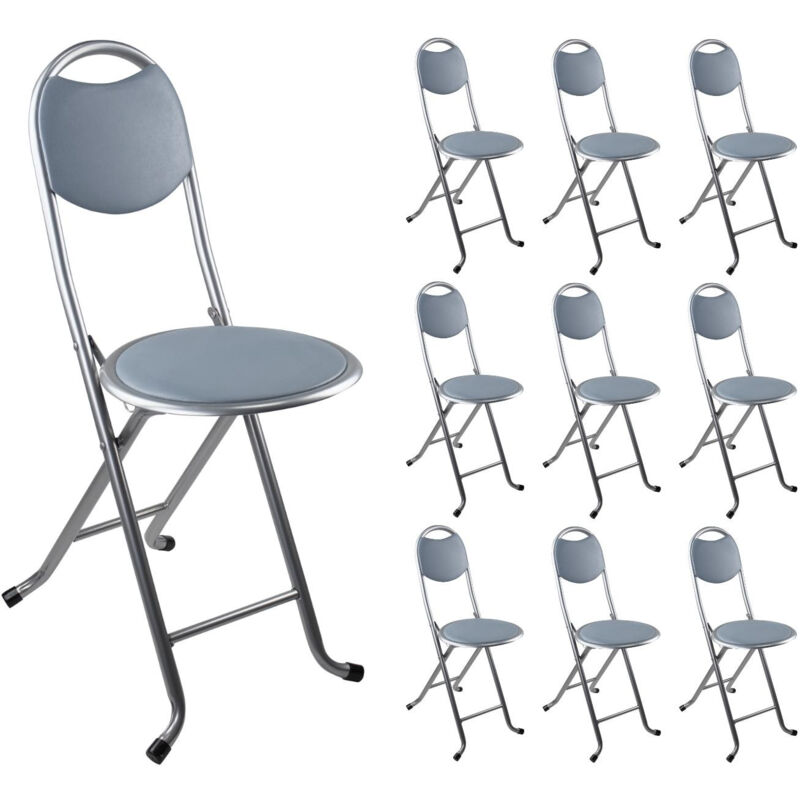 7house - Lot 10 Tabourets Pliants avec Dossier 32x36x73.5cm