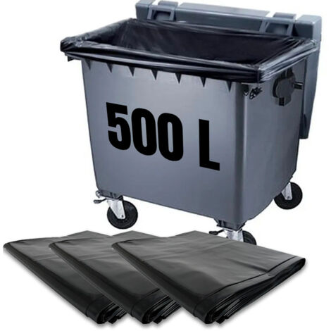 Lot 100 sacs poubelle à déchets Housses de conteneur 500L litres container à ordure
