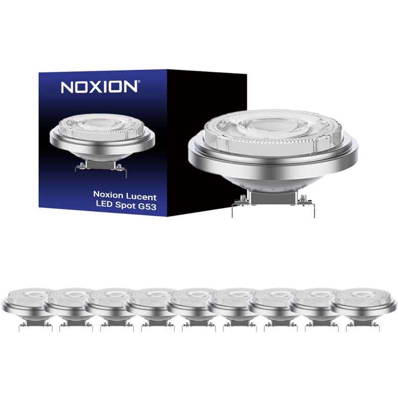 Lot 10x Noxion Lucent Spot LED G53 AR111 7.3W 450lm 24D - 918-927 Dim àWarm Meilleur rendu des couleurs - Dimmable - Équivalent 50W