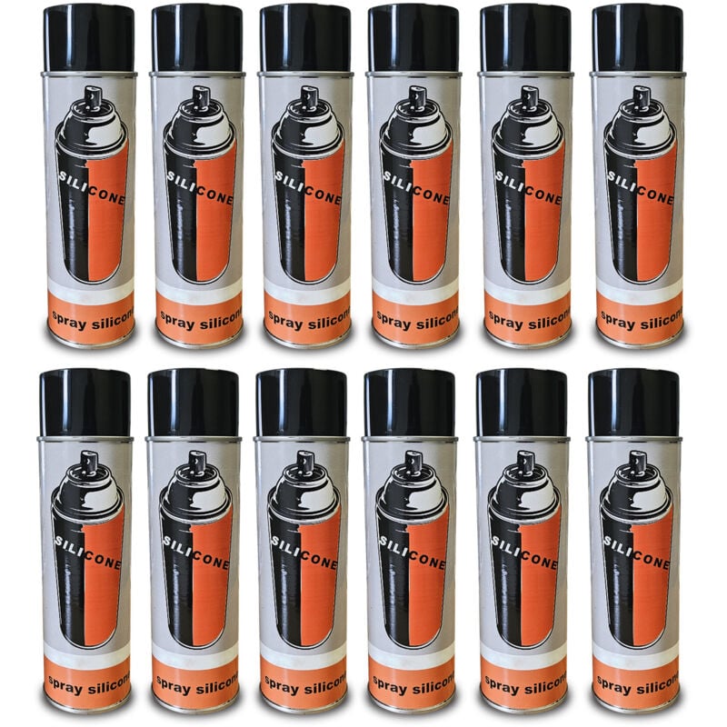 Lot 12 aerosols spray lubrifiant silicone 500 ml