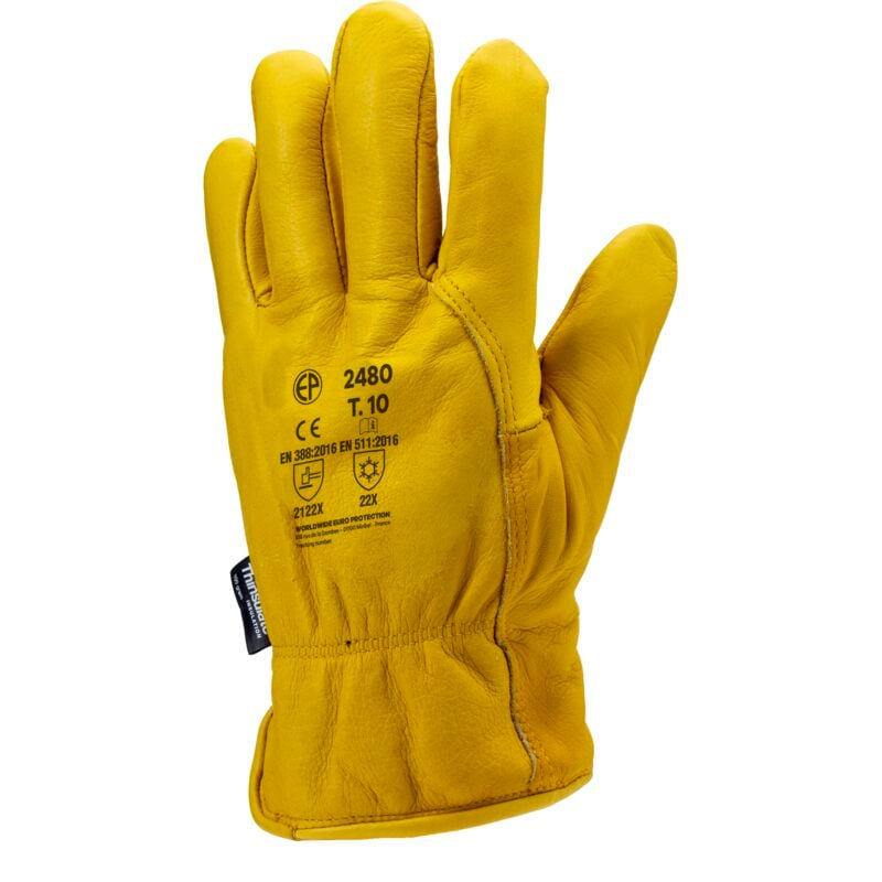 Coverguard - Lot de 12 - Gants alaska fleur vachette doublé Thinsulate® Taille 10