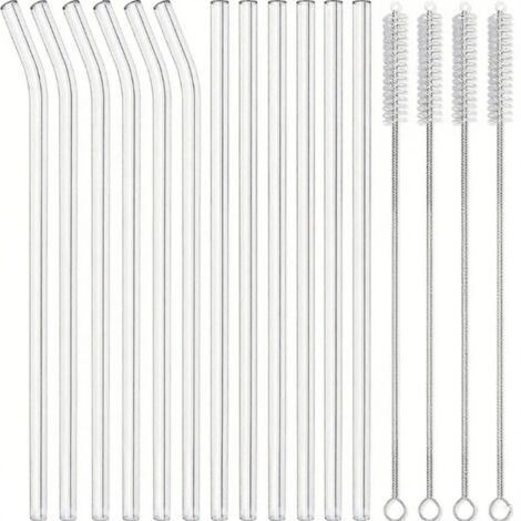 Lot 16 pailles en verre réutilisables – Écologiques, avec brosse nettoyage incluse