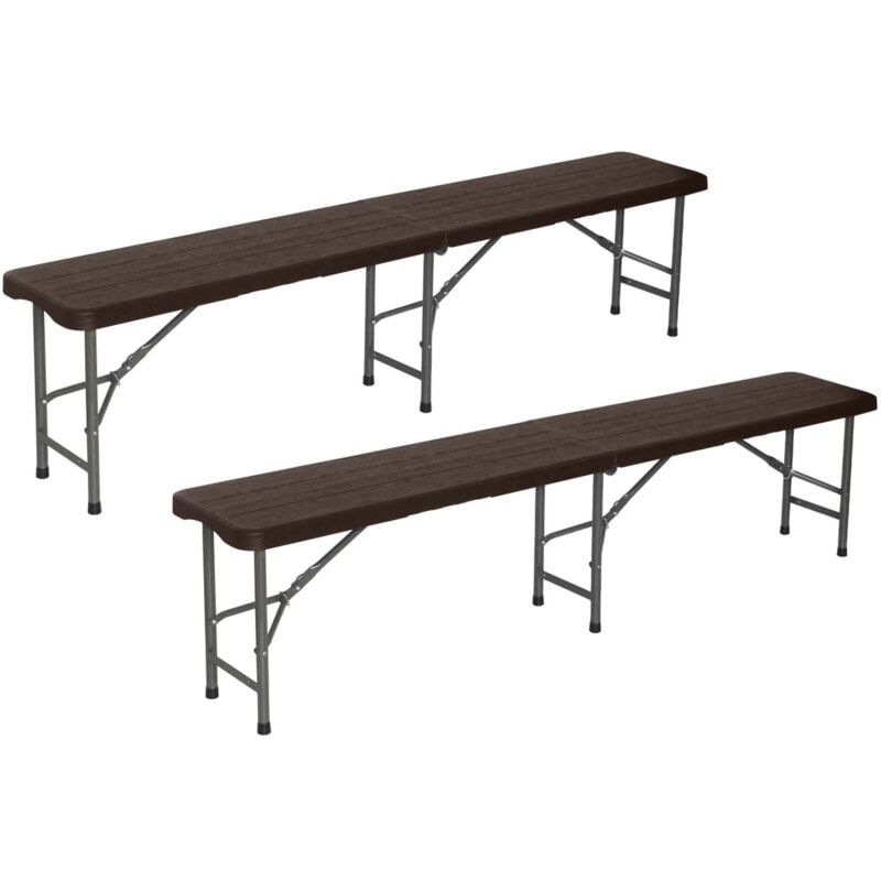 Lot 2 Bancs Pliants Traiteur Effet Bois 180x30x43cm Thinia Home