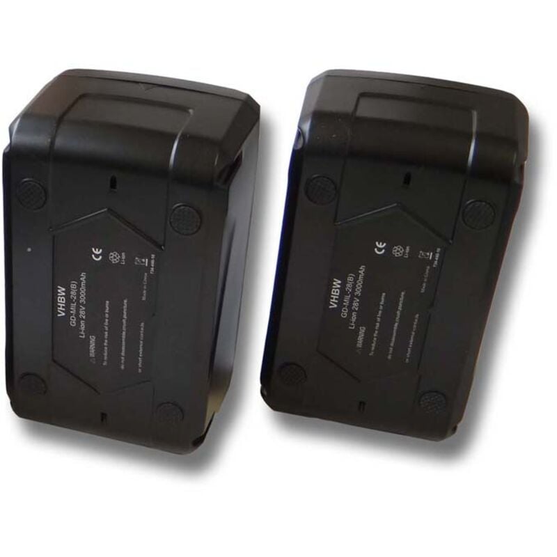 vhbw 2x Batterie remplacement pour Flex 28V pour outil électrique (3000 mAh, Li-ion, 28 V)