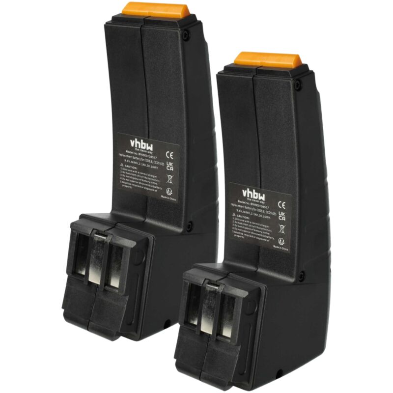 Vhbw - Lot 2 batteries Ni-MH 2100mAh (9.6V) pour outils FSP-488437, FSP-489257, FSP-490355 comme Festo, Festool CCD9.6, CCD9.6ES, CCD9.6FX.