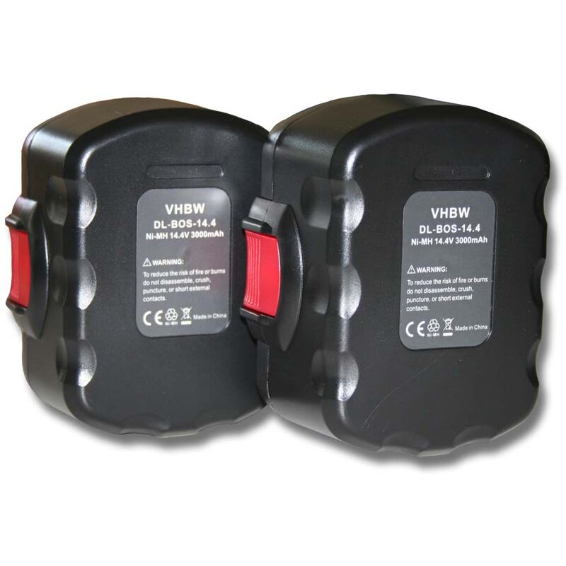Vhbw - 2x Batterie remplacement pour Bosch BAT140, BAT159 pour outil électrique (3000 mAh, NiMH, 14,4 v)