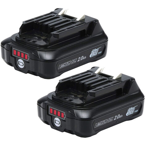 Lot 2 Batteries pour Makita 12V 2,0Ah / 2000mAh BL1020B BL1021B pour BL1040B BL1041B BL1016 BL1015  DF031D DF0331D TD110D JR103D JR105D HSS01D HP332D DC10SB MP100DZ DC10WA 197339-1