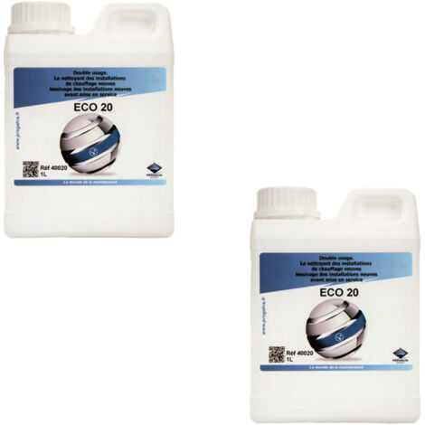 Lot 2 bidons de 1L ECO 20 - Nettoyant lessiviel installation chauffage