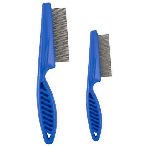 Lot 2 Brosses pour Poils d'Animaux Brosse à Chat/Chien Peigne Massant pour Enlever Poils Morts Nœuds Bleu Grand & Petit