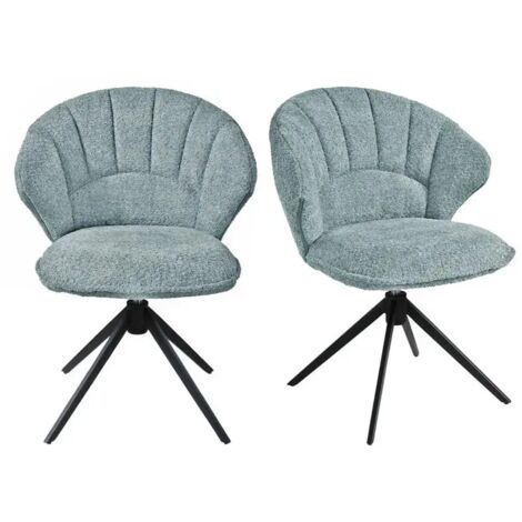 Lot 2 chaises coquillage rotatives 180° tissu bouclette bleu - TISSAIA