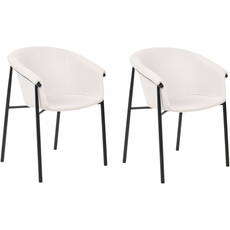 Beliani - Lot 2 Chaises de Salle à Manger Design Moderne en Tissu Rembourré Beige Ames