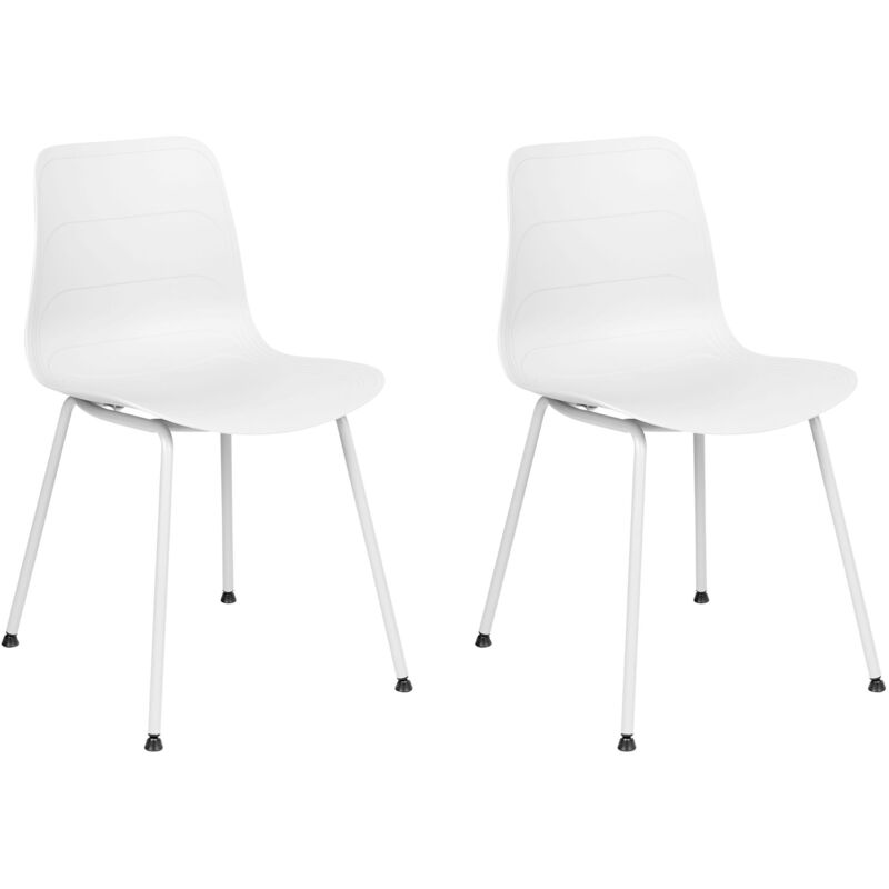 Beliani - Lot 2 Chaises de Salle à Manger en Synthétique et Pieds Métal Blanc Loomis