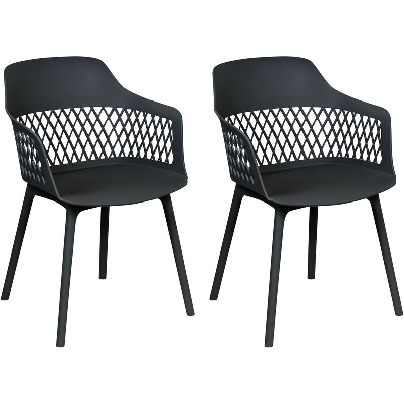 Beliani - Lot 2 Chaises de Salle à Manger Modernes en Synthétique Noir Almira
